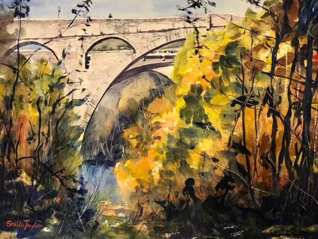 Sheila TAYLOR - Les ponts de Céret.  76 x 56 cm