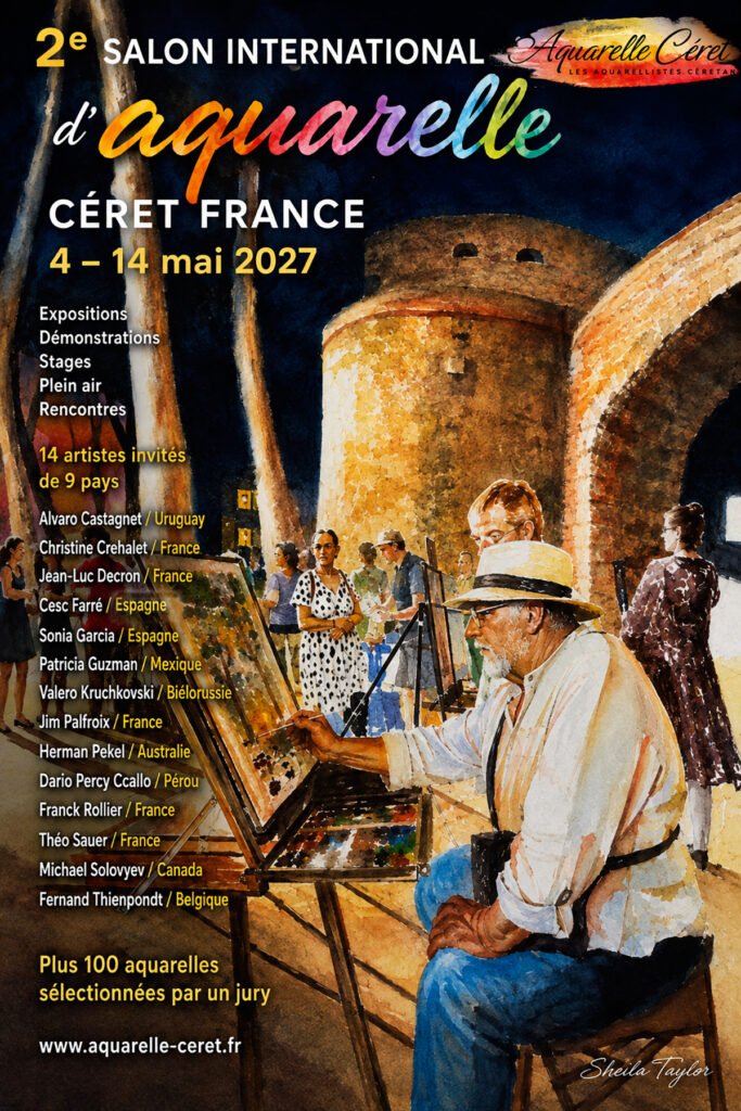 Affiche du 2e Salon International d'aquarelle de Céret 2027